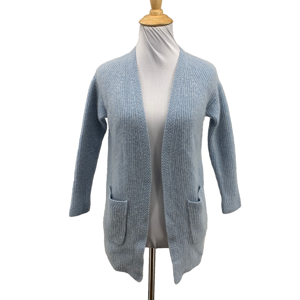 Faherty Cardigan Womens XS Breeze Cashmere Longline Open Front Ribbed Knit *READ
